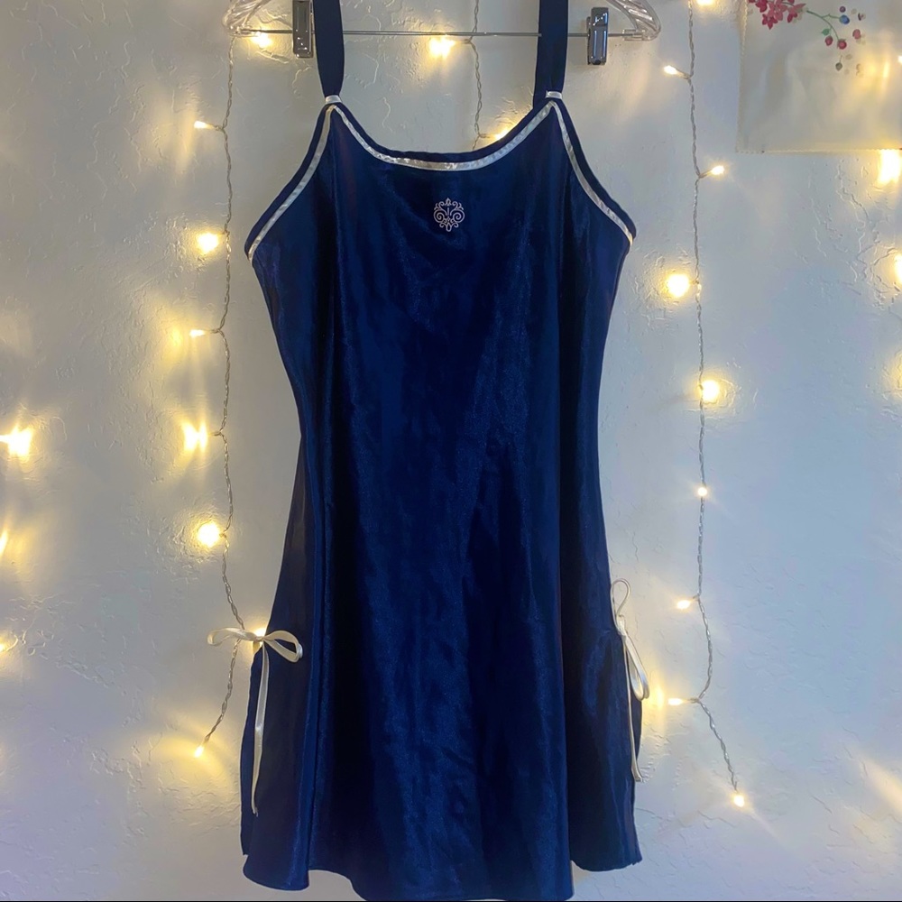 Kathryn Navy and Cream Silk Slip